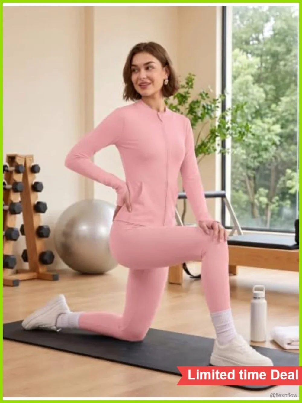 2 Piece Yoga Tracksuit Set Zip Jacket High Waist Leggings Athletic Activewear